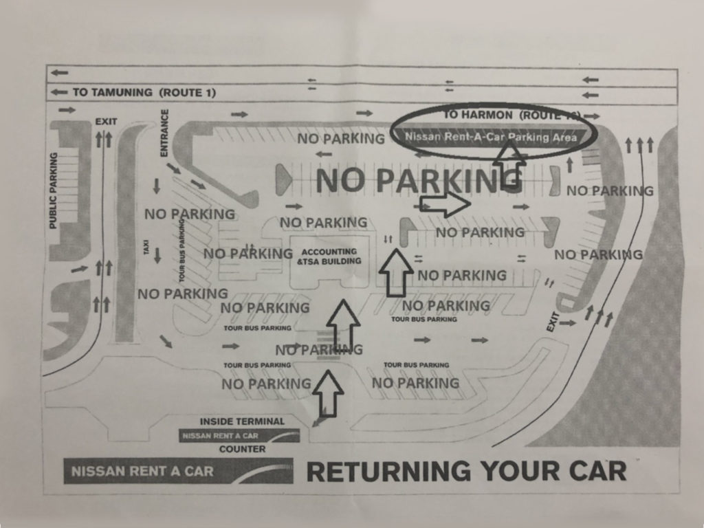 グアムレンタカー　グアム日産レンタカー　空港乗り捨て可能